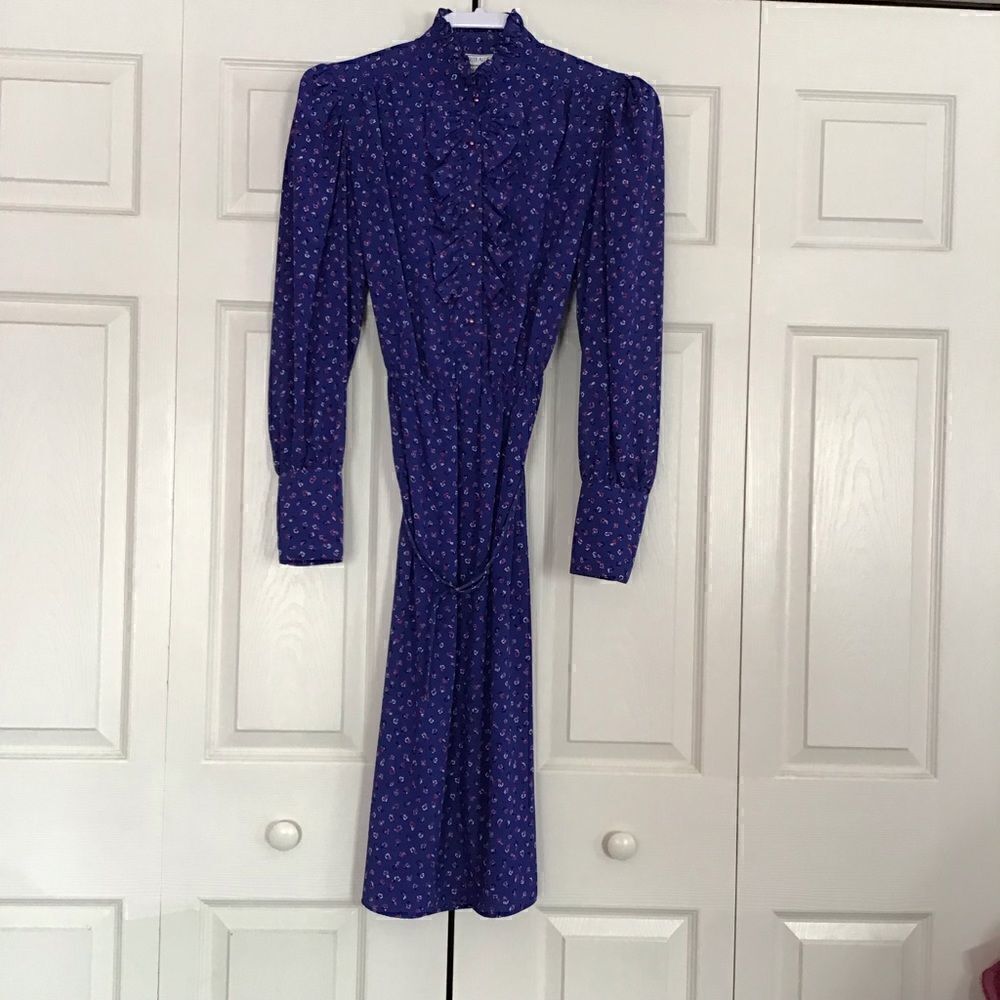 Vintage Charlee Allison Floral Mock Neck Dress